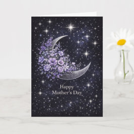 Celestial Floral Crescent Moon Mother's Day Card  カード