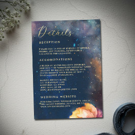 Celestial Floral Galaxy Navy Blue Wedding Details エンクロージャーカード