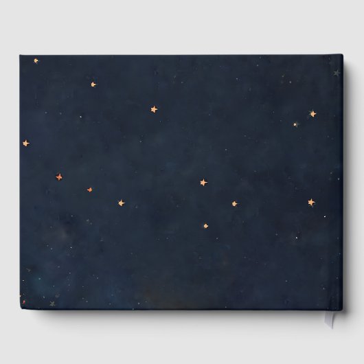 Celestial Floral Galaxy Starry Night Blue Wedding ゲストブック (裏面)