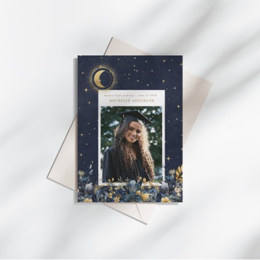 Celestial Floral Moon Graduation Announcement 招待状