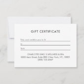 Celestial Floral Salon Business Gift Certificate (裏面)
