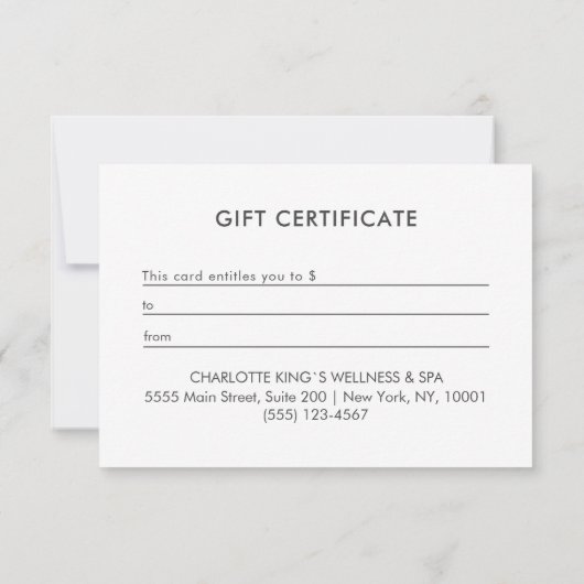 Celestial Floral Salon Business Gift Certificate (裏面)