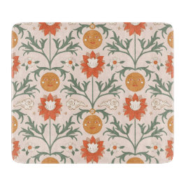 Celestial Floral Sunburst Seamless Pattern Design カッティングボード