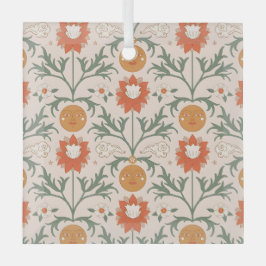 Celestial Floral Sunburst Seamless Pattern Design ガラスオーナメント