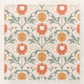 Celestial Floral Sunburst Seamless Pattern Design ガラスコースター (正面)