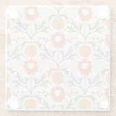 Celestial Floral Sunburst Seamless Pattern Design ガラスコースター (裏面)