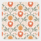 Celestial Floral Sunburst Seamless Pattern Design スクエアシール (正面)