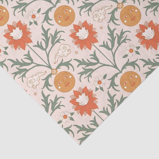 Celestial Floral Sunburst Seamless Pattern Design 薄葉紙 (詳細)