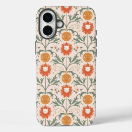 Celestial Floral Sunburst Seamless Pattern Design iPhone 16 Plusケース