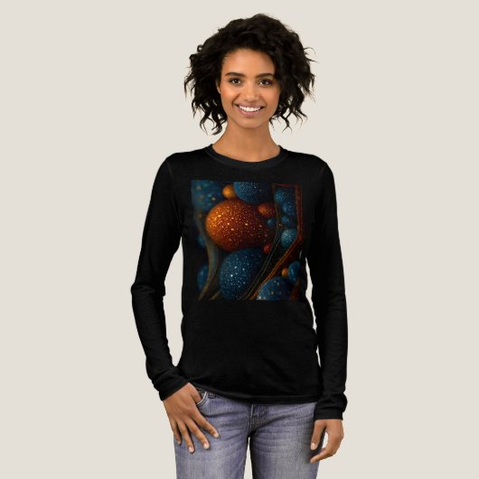 Celestial Flow: Abstract Spheres in Motion トライブレンドTシャツ (正面全体)