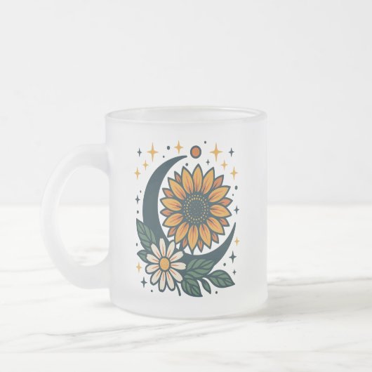 Celestial Flower Frosted Glass Mug フロストグラスマグカップ (左)