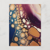 Celestial Fluid Marble in Midnight Gold ポストカード (正面)