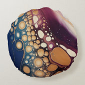 Celestial Fluid Marble in Midnight Gold ラウンドクッション (裏面)