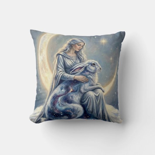 Celestial Galaxy Hare Moon Goddess Fantasy Art クッション (正面)