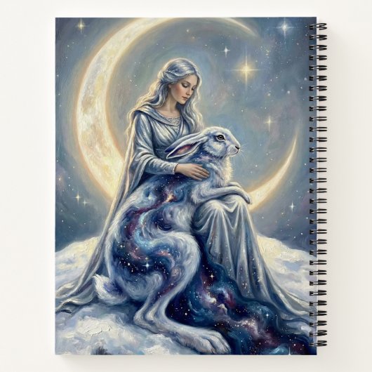 Celestial Galaxy Hare Moon Goddess Fantasy Art ノートブック (裏面)