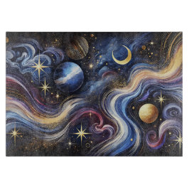 Celestial Galaxy Stars Cutting Board Cosmic Kitche カッティングボード