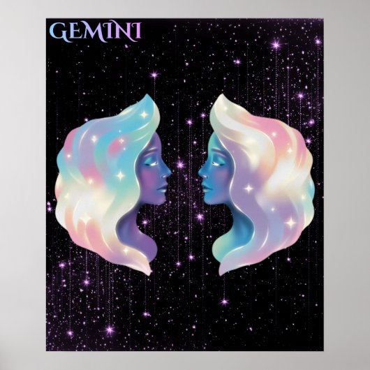 Celestial Gemini – Astrology Art ポスター (正面)