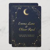 Celestial Gemini Wedding Invitation Elegant Double 招待状 (正面/裏面)