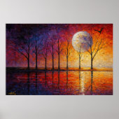 Celestial Glow - Bare Trees in Lunar Reflection ポスター (正面)
