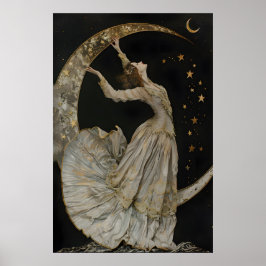 Celestial Goddess Art Print, Gothic Romance Decor, ポスター