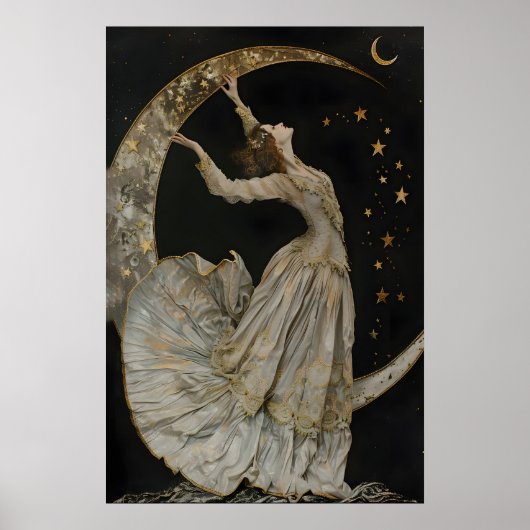 Celestial Goddess Art Print, Gothic Romance Decor, ポスター (正面)