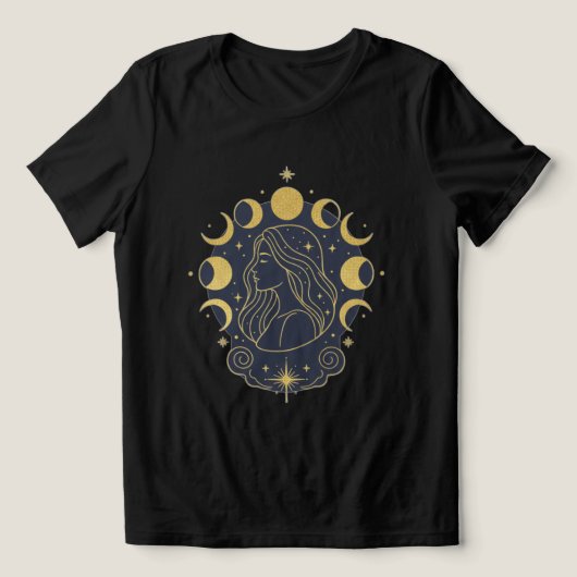 Celestial Goddess Moon & Stars Women’s T-Shirt トライブレンドＴシャツ (デザイン正面)