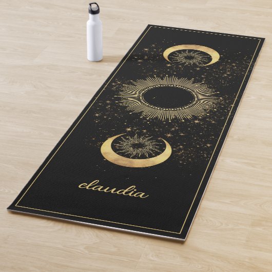 Celestial Gold Black Sun Moon Phase Personalized  ヨガマット (インサイチュ)