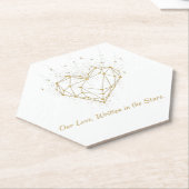 Celestial Gold Heart Wedding Coasters - Our Love ペーパーコースター (アングル)