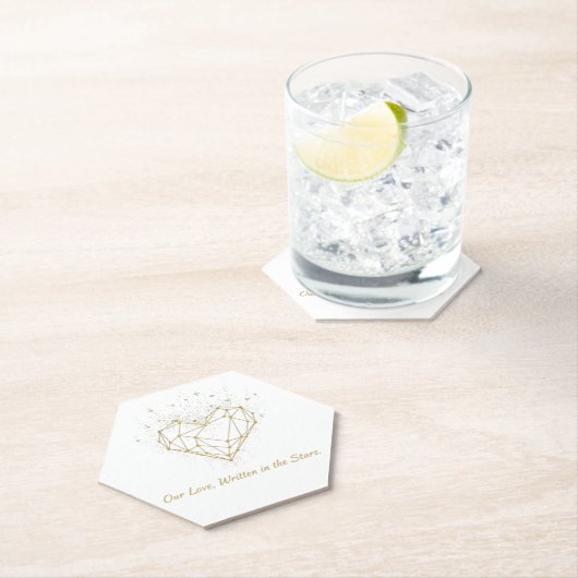 Celestial Gold Heart Wedding Coasters - Our Love ペーパーコースター (インサイチュ)