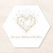 Celestial Gold Heart Wedding Coasters - Our Love ペーパーコースター (正面)