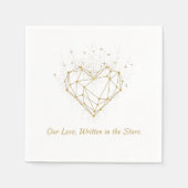 Celestial Gold Heart Wedding Napkins - Our Love スタンダードカクテルナプキン (正面)
