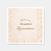 Celestial Gold Moon Quinceañera スタンダードカクテルナプキン (正面)