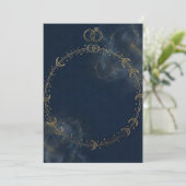Celestial Gold Moon & Star Blue Wedding invitation 招待状 (スタンド正面)