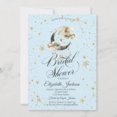 Celestial Gold Moon Stars Light Blue 招待状 (正面)