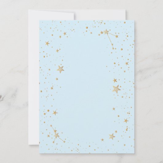 Celestial Gold Moon Stars Light Blue 招待状 (裏面)