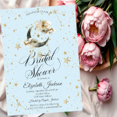 Celestial Gold Moon Stars Light Blue 招待状