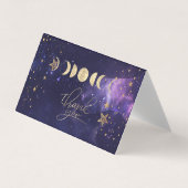 Celestial Gold Moons Stars Thank You Card 名刺 (正面)