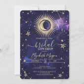 Celestial Gold Sun,Moon,Stars Watercolor Purple 招待状 (正面)