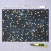 Celestial Golden Stars on Navy Galaxy Background 薄葉紙 (クラフト)