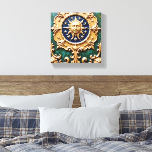 Celestial Golden Sun Plaque キャンバスプリント (インサイチュ (寝室))