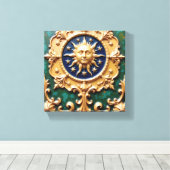 Celestial Golden Sun Plaque キャンバスプリント (インサイチュ (ウッドフロア))