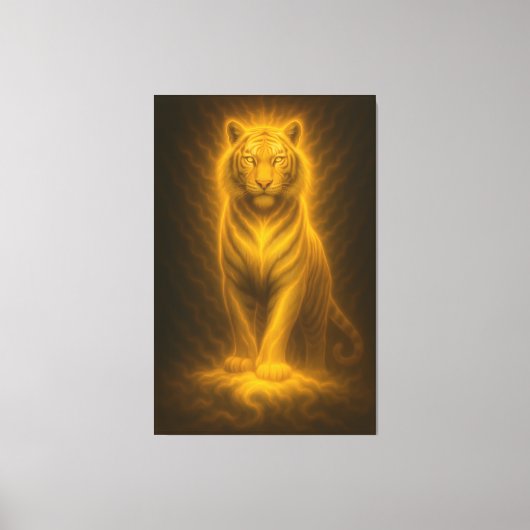 Celestial Golden White Tiger – Divine Halo Fantasy キャンバスプリント (正面)