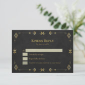 Celestial Gothic Black and Gold RSVP Card (スタンド正面)