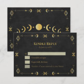 Celestial Gothic Black and Gold RSVP Card (正面/裏面)
