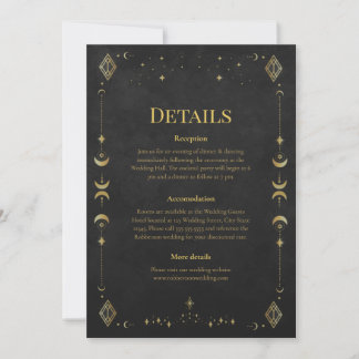 Celestial Gothic Black and Gold Wedding Details 招待状