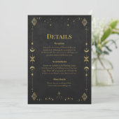 Celestial Gothic Black and Gold Wedding Details 招待状 (スタンド正面)