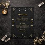 Celestial Gothic Black and Gold Wedding Details 招待状