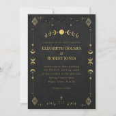 Celestial Gothic Black and Gold Wedding Invitation 招待状 (正面)