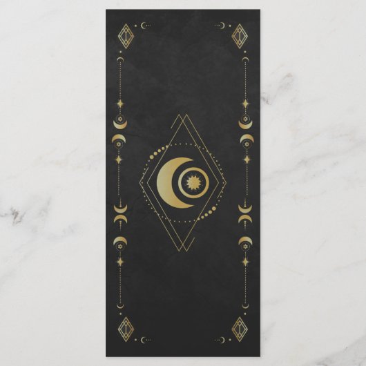Celestial Gothic Black and Gold Wedding Menu Card メニュー (裏面)
