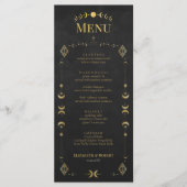 Celestial Gothic Black and Gold Wedding Menu Card メニュー (正面)